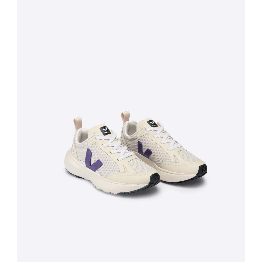 Beige/Purple Kids' Veja CANARY ELASTIC LACE Running Shoes | AU 709YXF